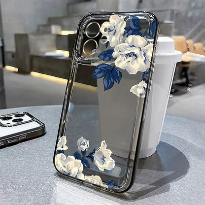 Phone Case Transparent Vintage Floral Soft Tpu