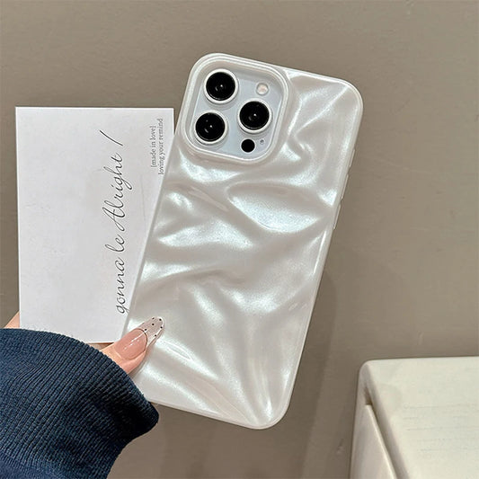 Pearl White Folds Texture Phone Case