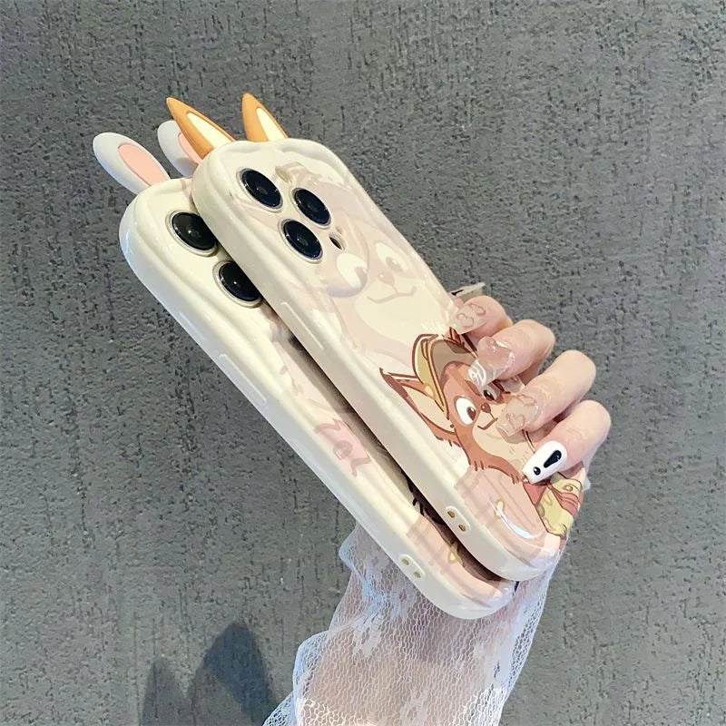 Couple Judy Rabbit Ear Cartoon Wave TPU Soft Phone Case