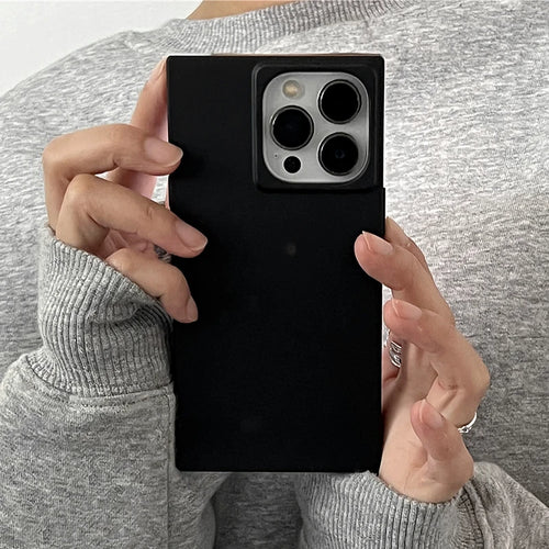 Simple Fashion Matte Black Rectangle Frame Phone Case
