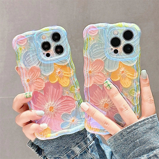 Flowers Glitter Laser iPhone Case