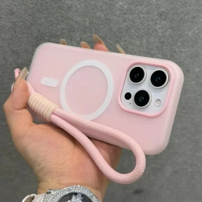 Luxury Soft With lanyard Silicone Magsafe Phone Case