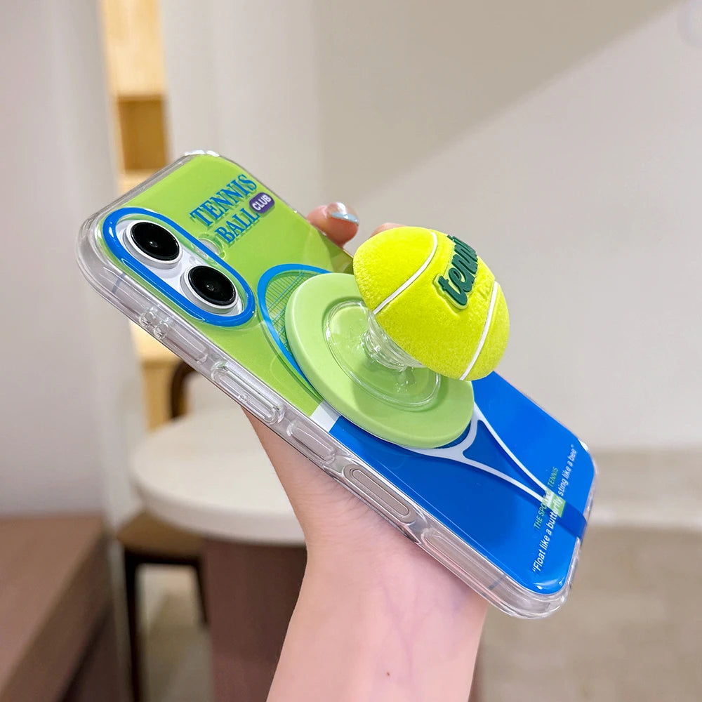 3D Tennis Ball Sport Magnetic Grip Tok Stand Holder Phone Case