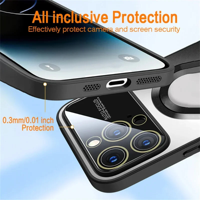 Luxury Glass Camera Lens For Magesafe Magnetic Wireless Charging Phone Case New
