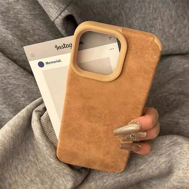 Luxury Matte Soft Leather Desert Gold Phone Case