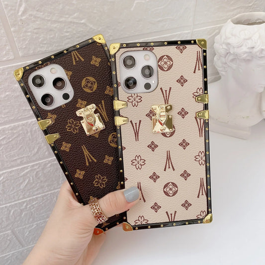 Luxury Retro Leather Ring Holder Phone Case for iPhone