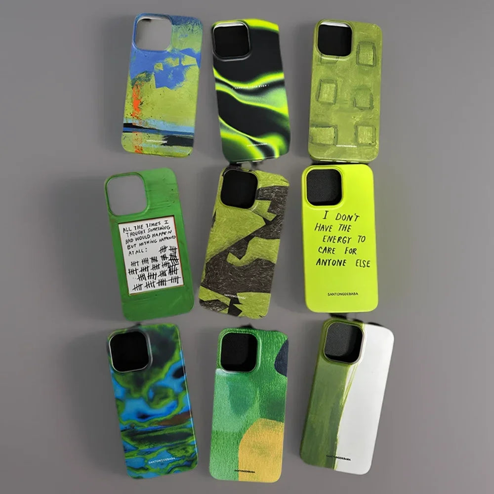 Korea Ins Fashion Art Green Phone Case New