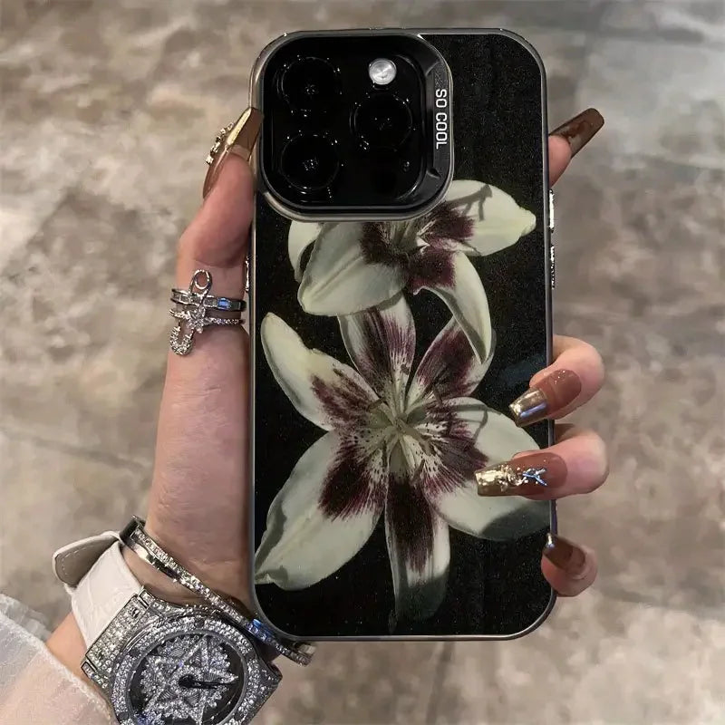 Oil Painting Lily Flower Retro Pattern Phone Case