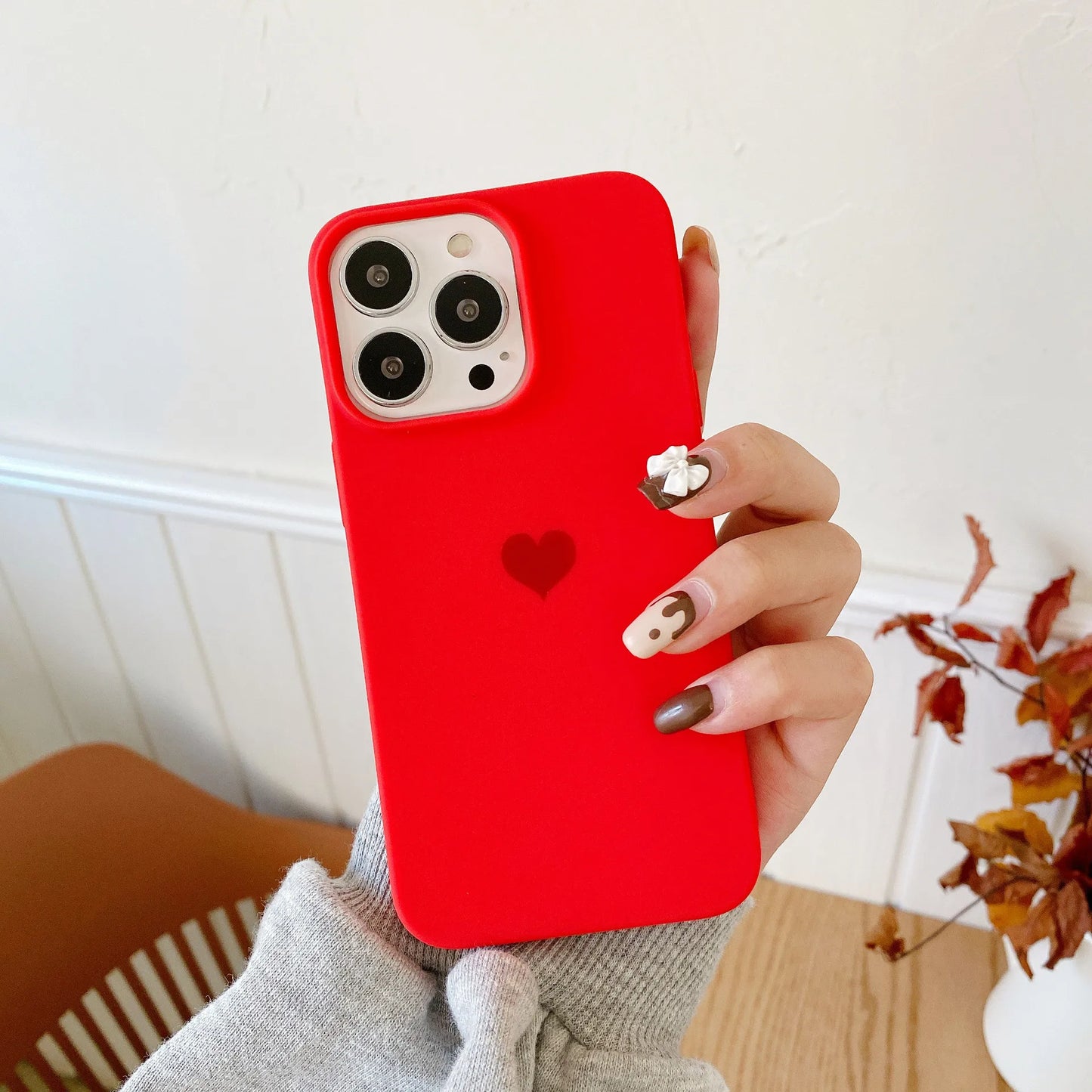 Matte Candy Color Love Heart Silicone TPU Soft Phone Case