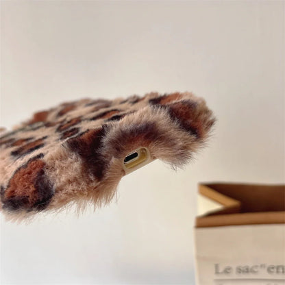 Fashion Leopard Fluffy Fur Phone Case