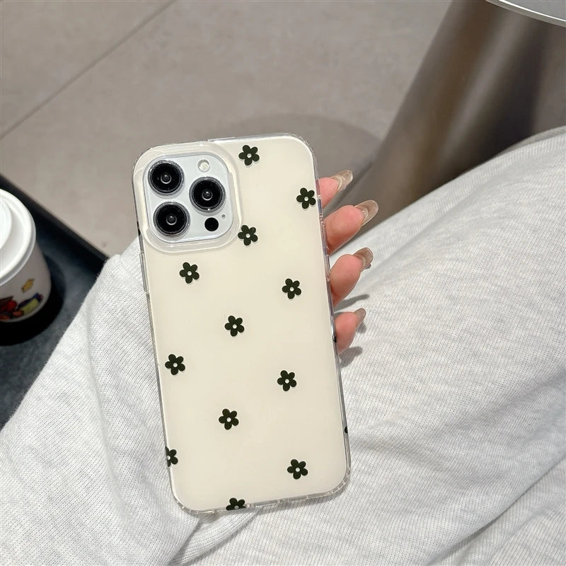 Fashion Black Love Heart Polka Dot Flowers Phone Case