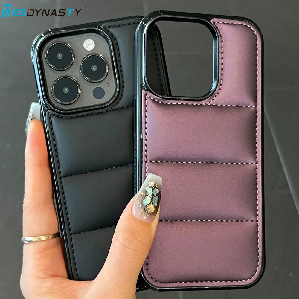 Luxury Down Jacket Puffer Solid Color Phone Case