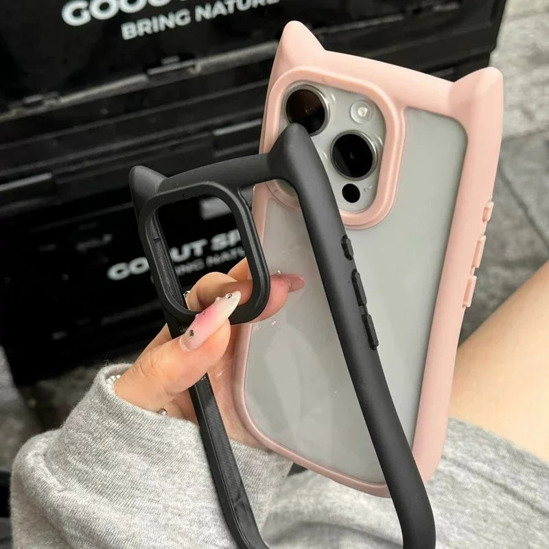 Cute Cat Ear Transparent Phone Case