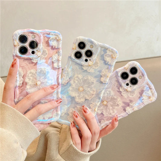 Laser Flowers Glitter Soft Silicone iPhone Case
