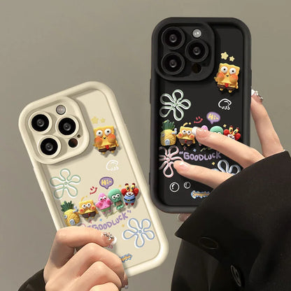 Cute SpongeBob Family Toy Cartoon Multistep Soft Phone Case