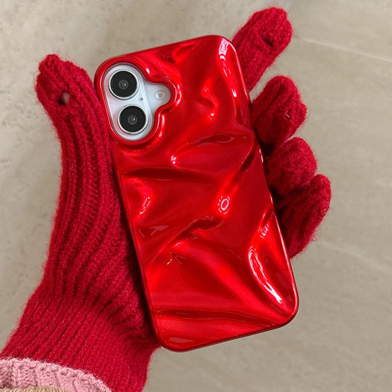 Red Glossy Irregular Wrinkle Phone Case