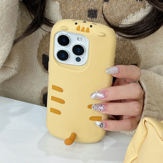 Sweet Cute 3D Cat Tail Yellow Silicone Phone Case