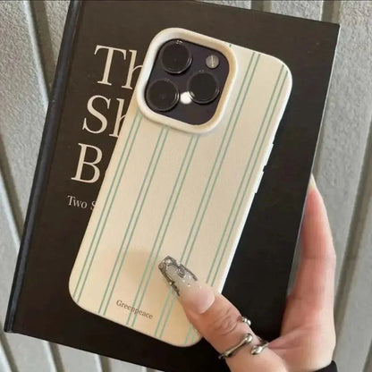 The Green Stripe Lichee Pattern Phone Case