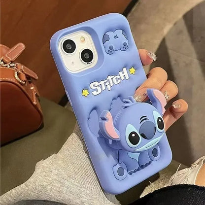 Cute Stitch Head Grip Tok Holder Silicon Soft Phone Case