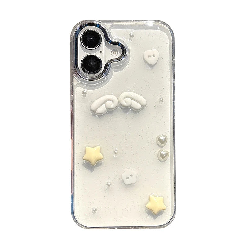 Lovely Stars Heart Angel Wings Bling Phone Case
