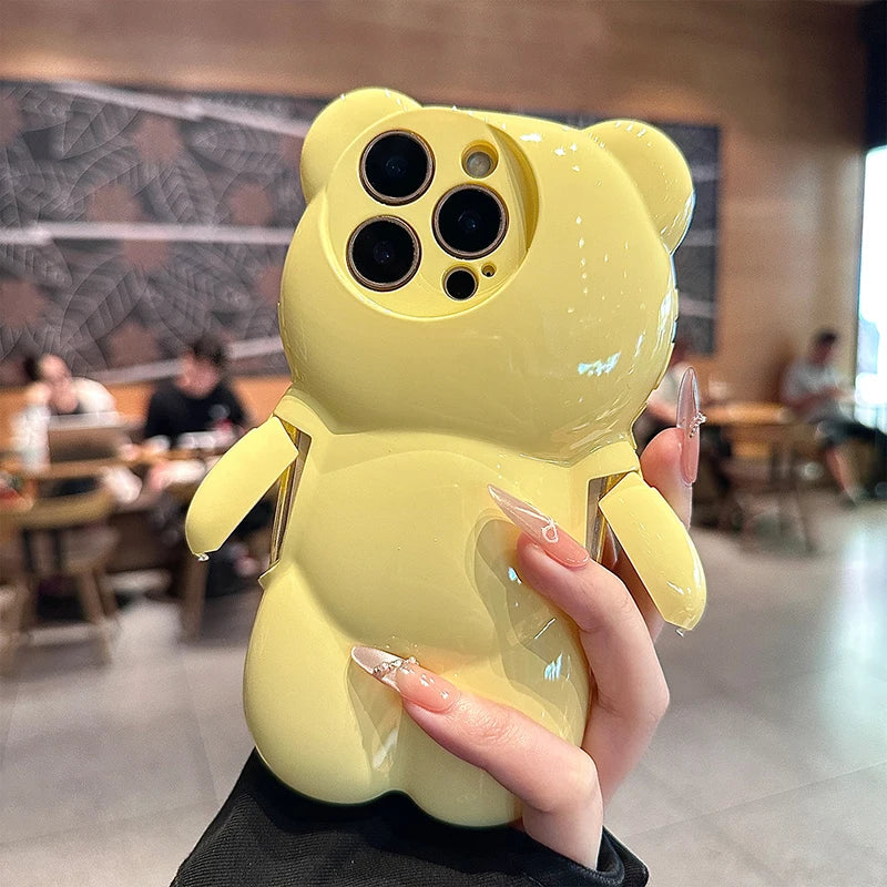 Ins Cute Macron 3D Bear Shockproof Phone Case
