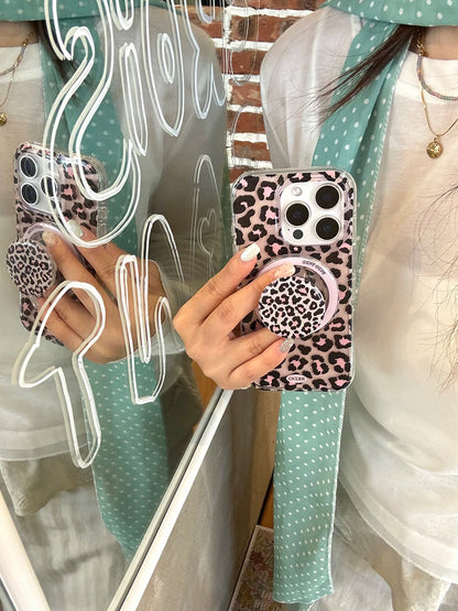 3D Luxury Leopard Magsafe Grip Tok Phone Case