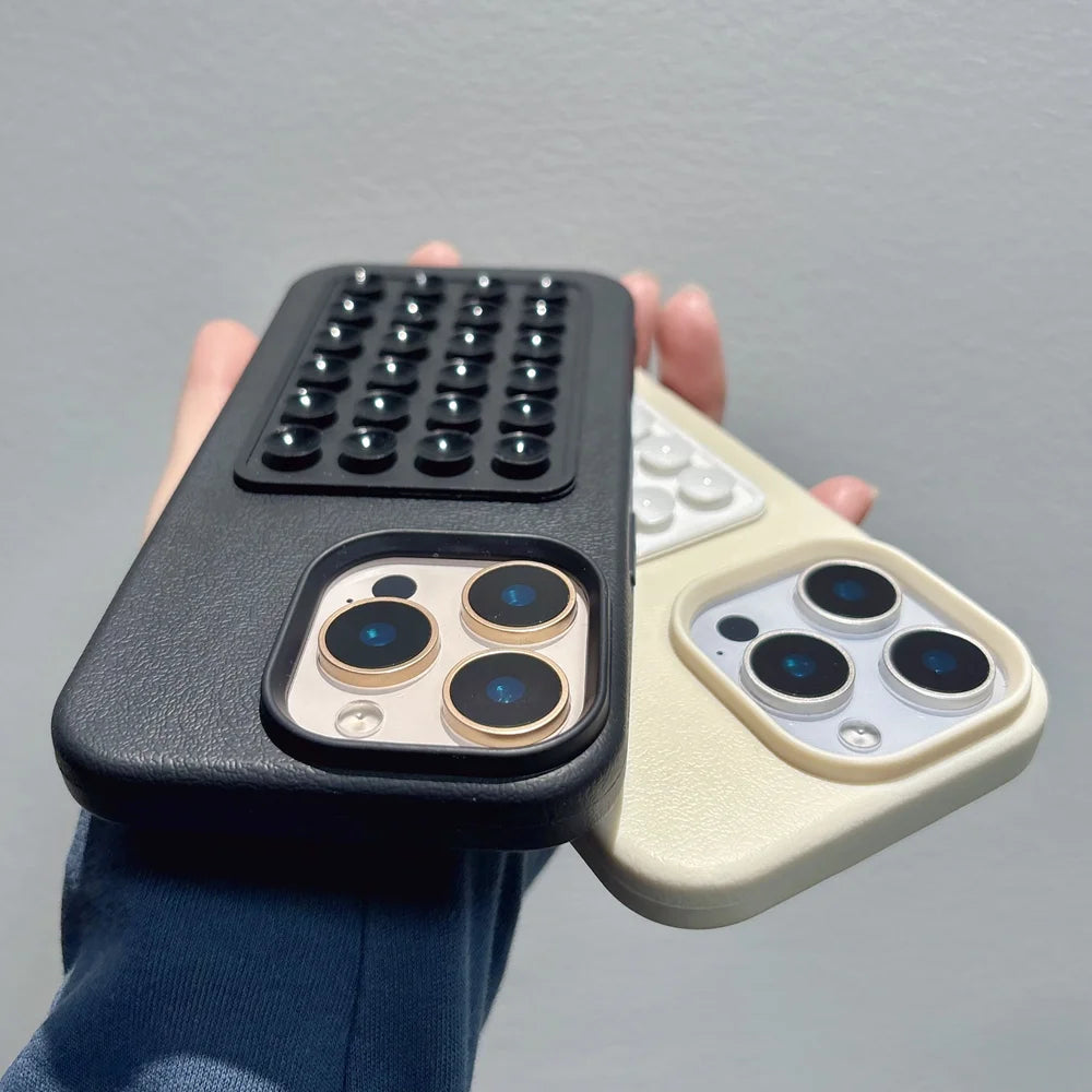 Luxury 3D Suction Cup Airbag Litchi Pattern Phone Case