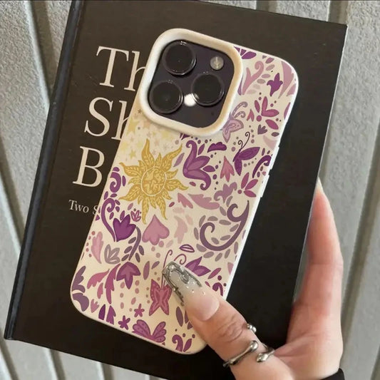 Purple Sun Leaf Lichee Pattern Silicone Phone Case