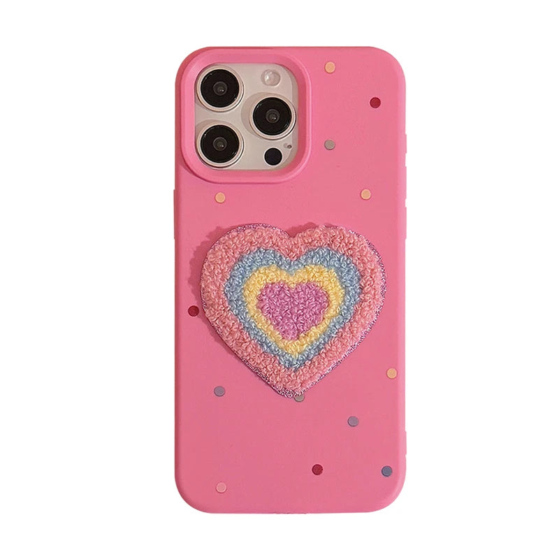 Rose Plush Love Heart TPU Phone Case