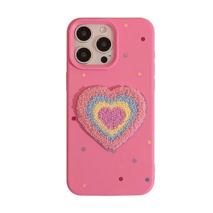 Rose Plush Love Heart TPU Phone Case