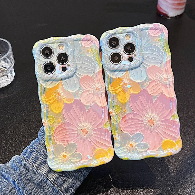 Flowers Glitter Laser iPhone Case