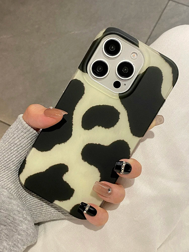 Ins Trendy Milk Cow Print IMD TPU Phone Case