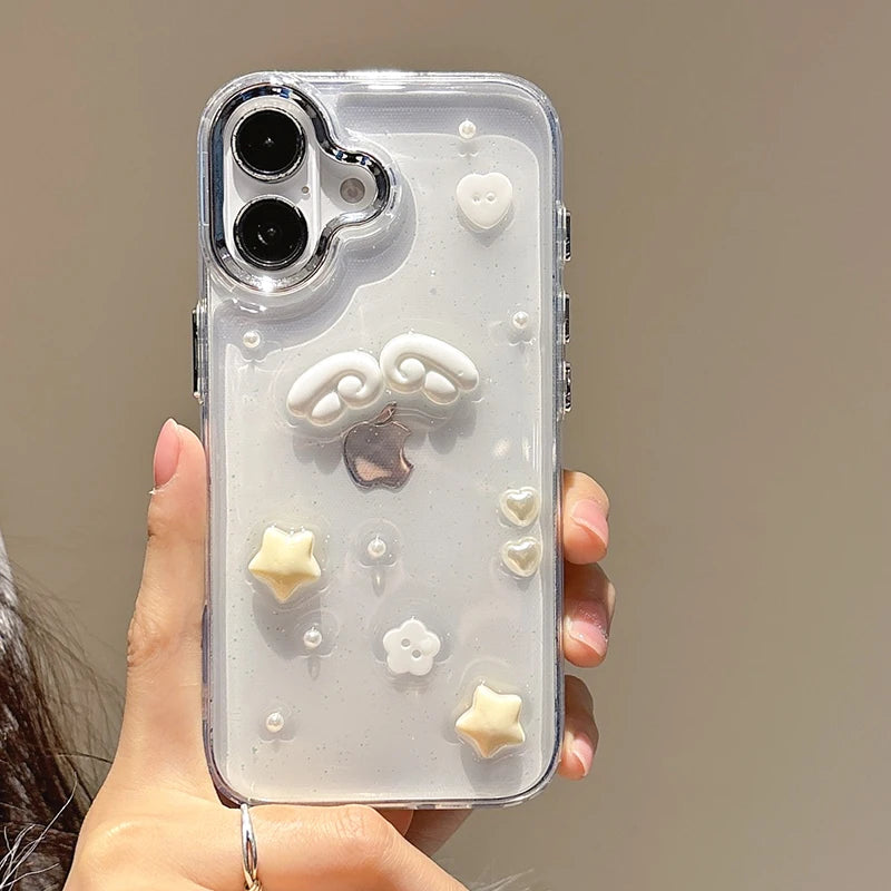 Lovely Stars Heart Angel Wings Bling Phone Case