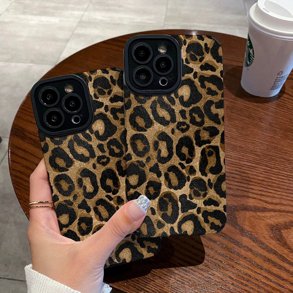 Fashion Gold Leopard Silicone Leather Case