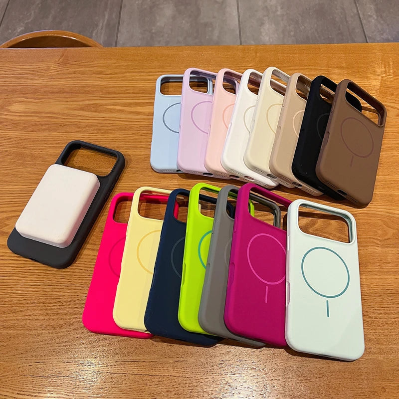 For Magsafe Magnetic Wireless Charging Luxury Solid Color Liquid Silicone Phone Case