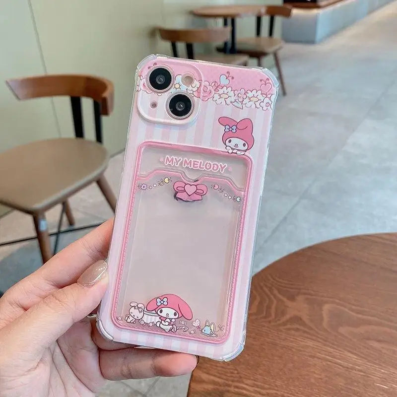 Kuromi Melody Card Holder Phone Case for iPhone