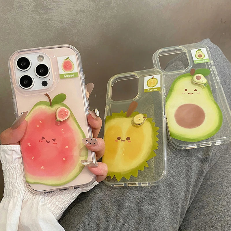Ins Summer Fruit 3D Guava Durian Avocado Phone Case