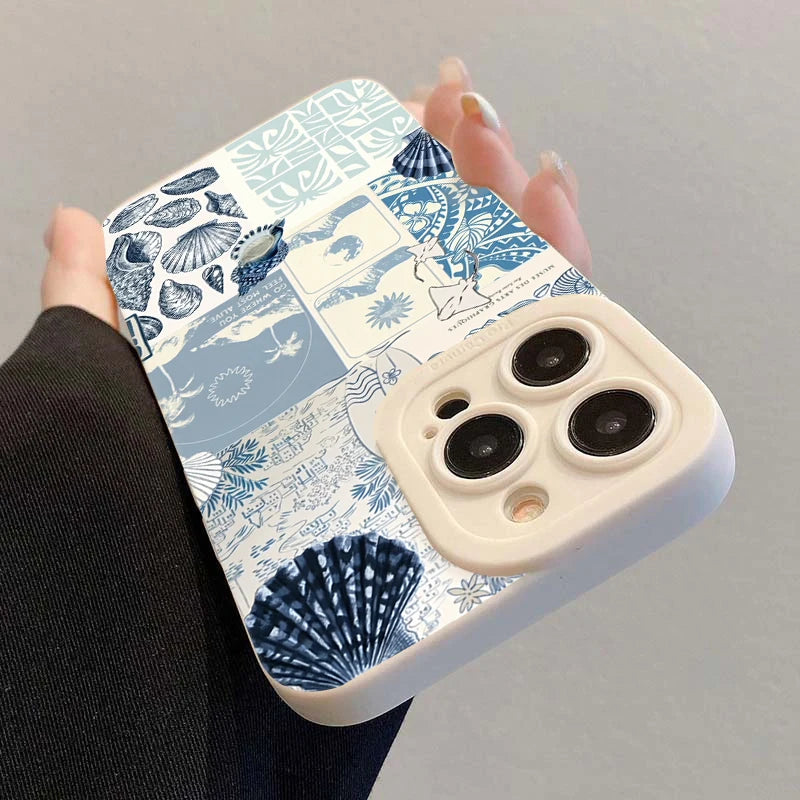 Ocean Creative Coastal Seashell Seaweed Pattern Phone Case