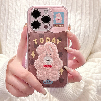 Cute 3D Plush Embroidered Rabbit BearQ Phone Case
