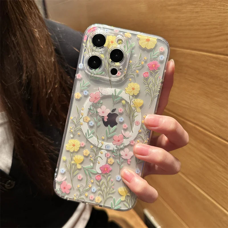 Floral Magsafe Clear Case for iPhone