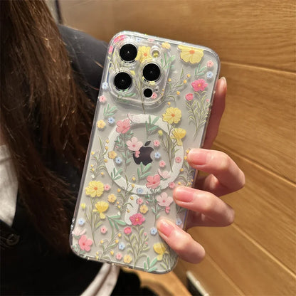 Floral Magsafe Clear Case for iPhone