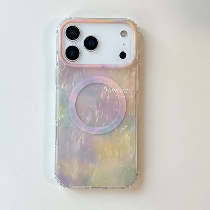 Gradient Shell Pattern Wireless Charge Magnetic Clear Phone Case