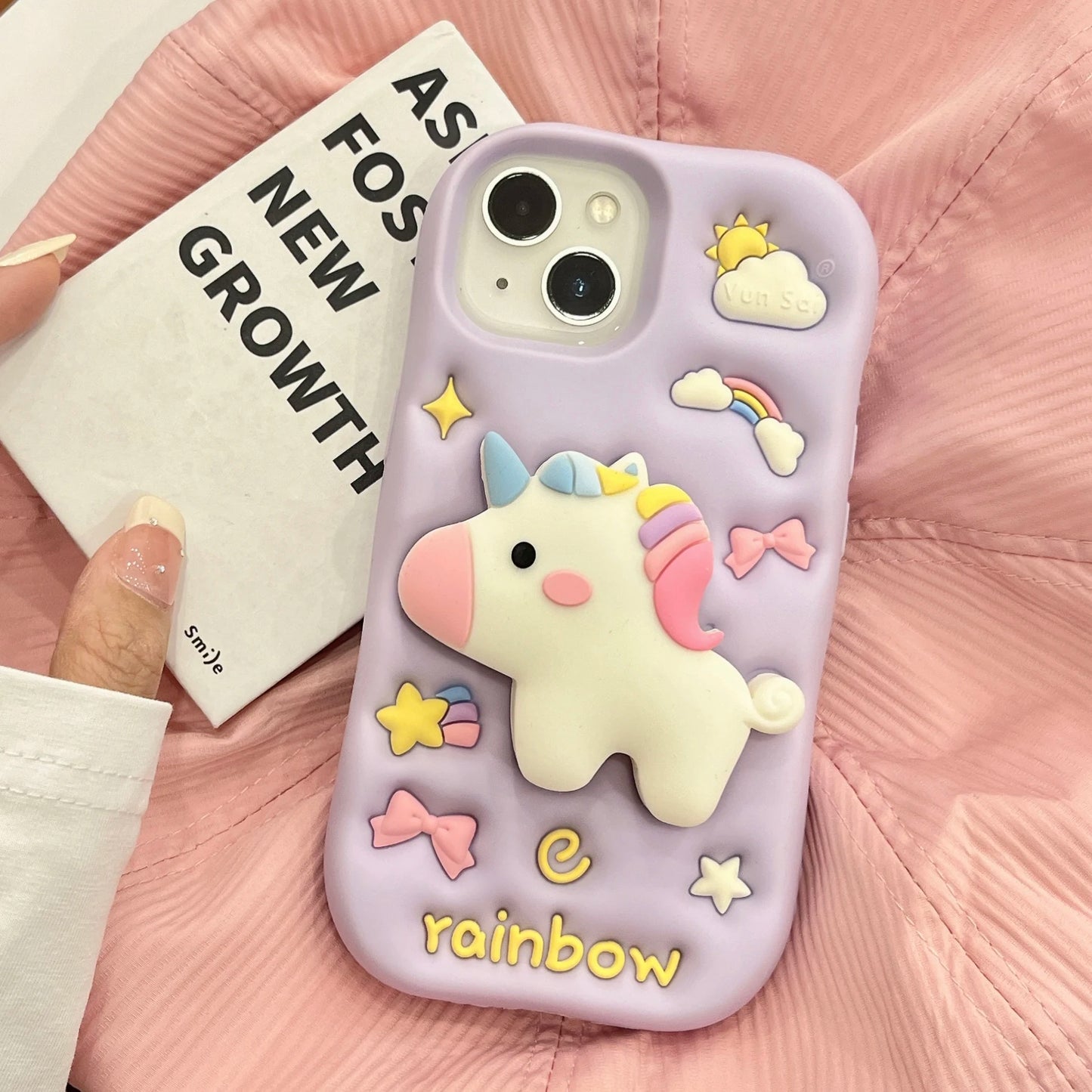 Cute 3D Cartoon Rainbow Unicorn Horse Phone Case