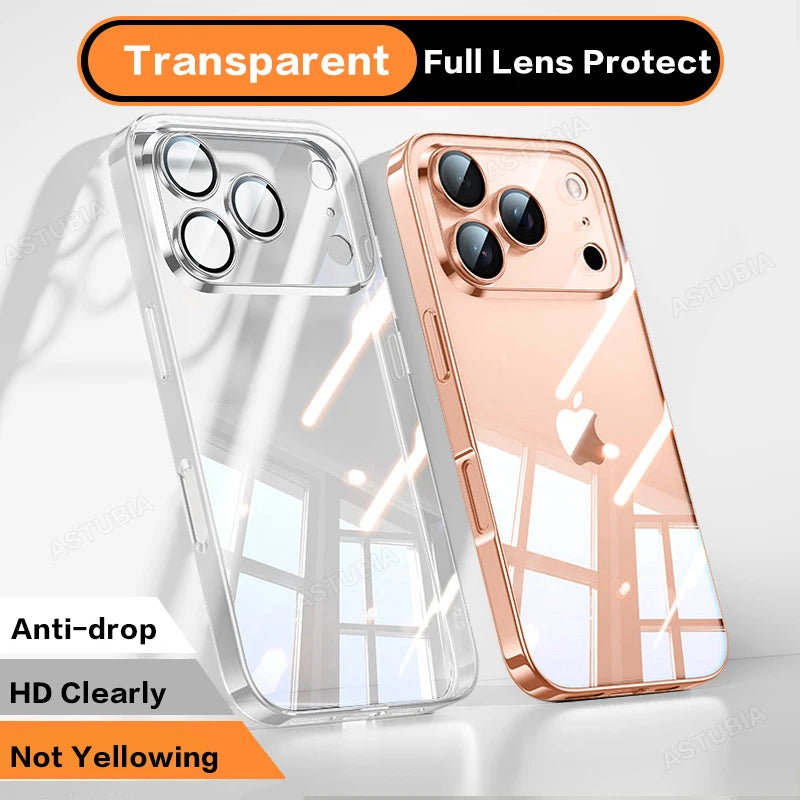 Luxury Plating TPU Orange Clear Phone Case