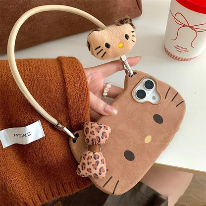 Brown Leopard Print Hello Kitty Big Face Phone Case