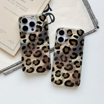 Fashion Black Leopard Print Pattern Glacier Texture Glossy Protective Phone Case