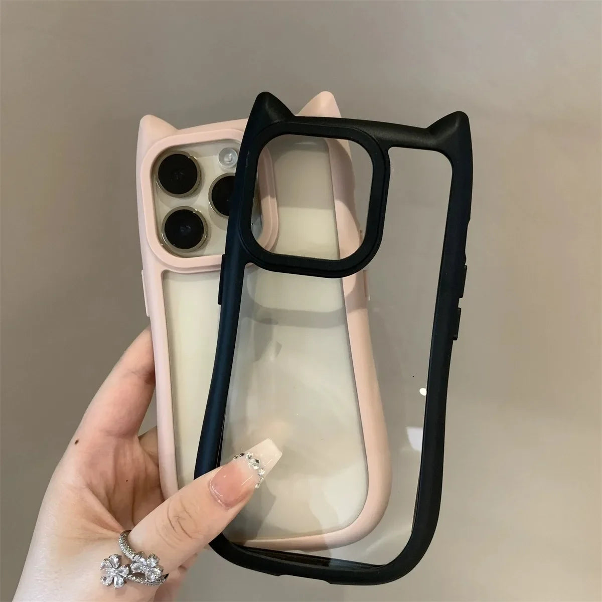 Cute Cat Ear Transparent Phone Case