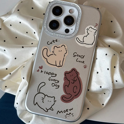 Plating Silver Glitter Cute Cat Cartoon Phone Case