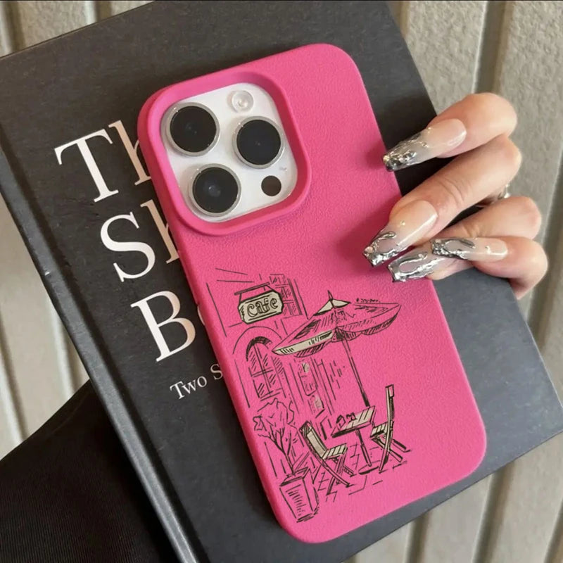 Phone Case Vintage Black Street Shop Design Non-slip Soft TPU Cover