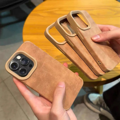 Luxury Matte Soft Leather Desert Gold Phone Case